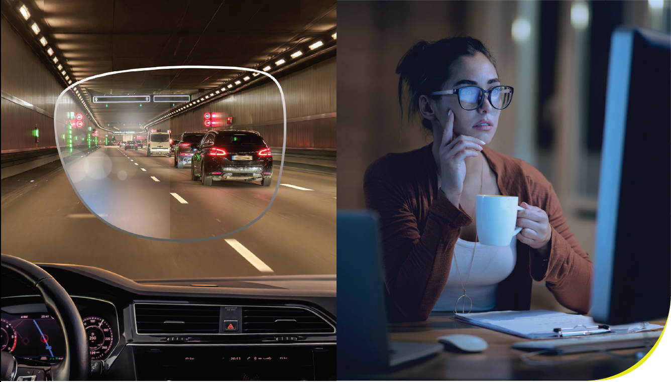 Crystal Clear Coat 2.0 showing night driving and digital screen comfort